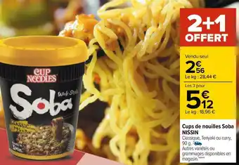 Carrefour Nissin cups de nouilles soba offre