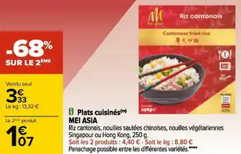 Carrefour Mei asia plats cuisinés offre