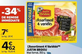 Carrefour Justin bridou l'assortiment 4 variétés offre