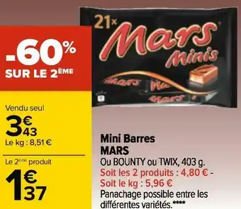 Carrefour Mars mini barres offre