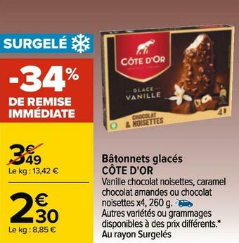 Carrefour Côte d'or bâtonnets glacés offre