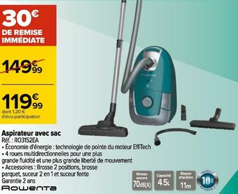 Carrefour Rowenta aspirateur avec sac offre