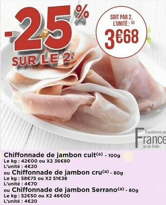 Géant Casino Chiffonnade de jambon cuit offre