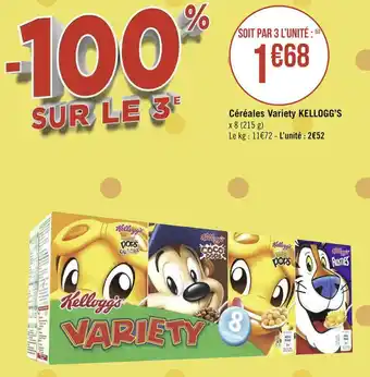Géant Casino Kellogg’s céréales variety offre