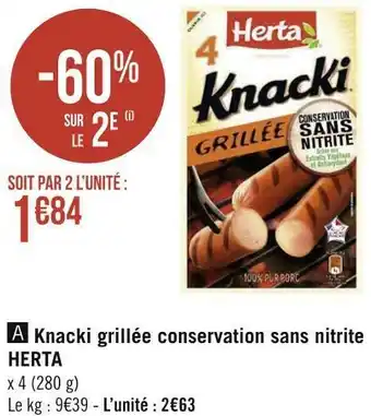 Géant Casino Herta knacki grillée conservation sans nitrite offre