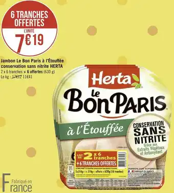 Géant Casino Herta jambon le bon paris à l’étouffée conservation sans nitrite offre