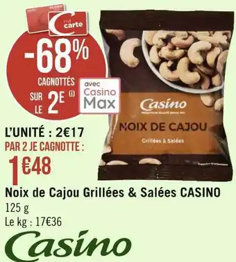 Géant Casino Casino noix de cajou grillées & salées offre