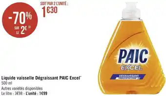 Géant Casino Paic liquide vaisselle dégraissant excel* offre