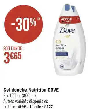 Géant Casino Dove gel douche nutrition offre