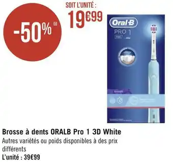 Géant Casino Oral-b brosse à dents pro 1 3d white offre