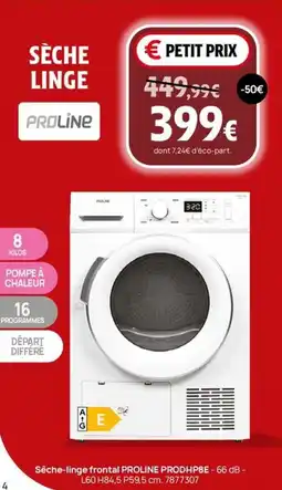 Darty Sèche-linge frontal PROLINE PRODHP8E offre