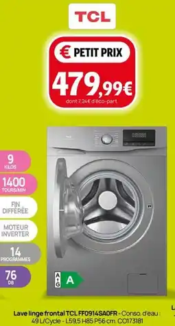Darty Lave linge frontal TCL FF0914SAOFR offre
