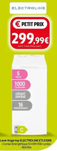 Darty Lave-linge top ELECTROLINE ETL5100E offre