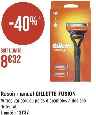 Géant Casino Gillette fusion rasoir manuel offre