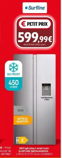 Darty Réfrigérateur américain SURFLINE SBSS450WDIX offre