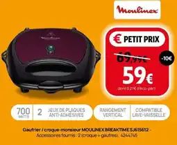 Darty Gaufrier,croque monsieur MOULINEX BREAKTIME SJ615612 offre