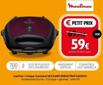Gaufrier,croque monsieur MOULINEX BREAKTIME SJ615612