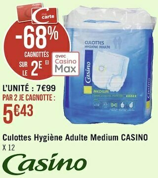 Géant Casino Casino culottes hygiène adulte medium offre