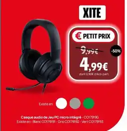 Darty Casque audio de Jeu PC micro intégré offre