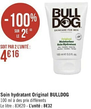 Géant Casino Bulldog soin hydratant original offre