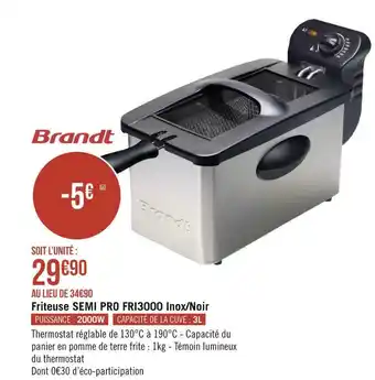 Géant Casino Friteuse semi pro fri3000 inox/noir offre