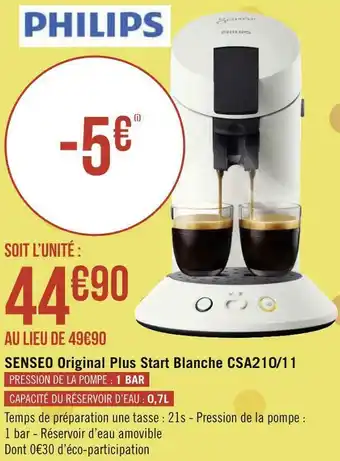 Géant Casino Philips senseo original plus start blanche csa210/11 offre
