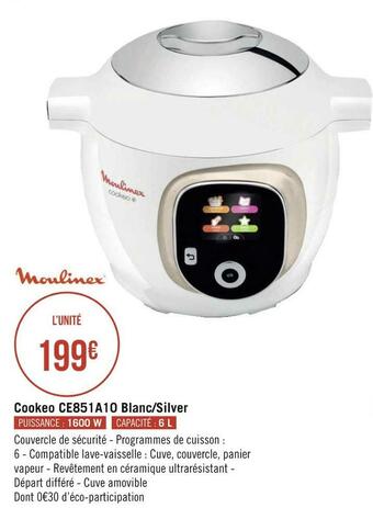 Géant Casino Moulinex cookeo ce851a10 blanc/silver offre