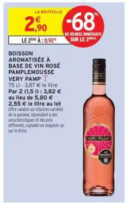 Intermarché BOISSON AROMATISÉE À BASE DE VIN ROSÉ PAMPLEMOUSSE VERY PAMP offre