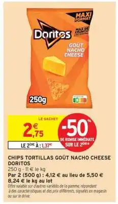Intermarché Chips Tortillas Goût Nacho Cheese Doritos offre