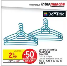 Intermarché Lot de 6 cintres plastique Domedia offre