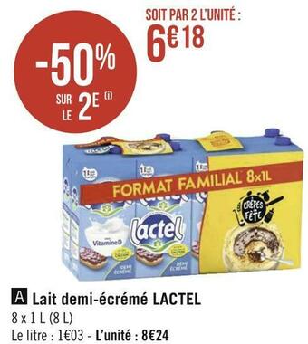 Géant Casino Lactel lait demi-écrémé offre