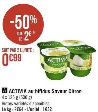 Géant Casino Danone activia au bifidus saveur citron offre