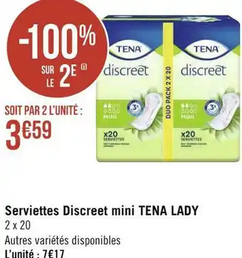 Géant Casino Tena lady serviettes discreet mini offre