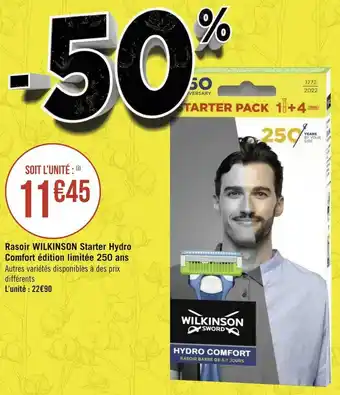 Géant Casino Wilkinson rasoir starter hydro comfort édition limitée 250 ans offre
