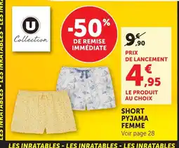 Hyper U U collection short pyjama femme offre