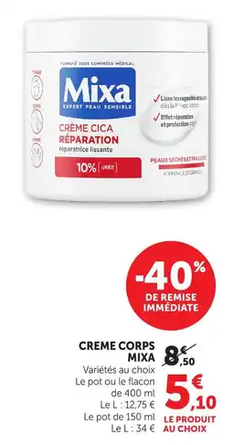 Hyper U Mixa crème corps réparation offre