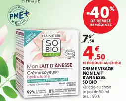 Hyper U So bio crème visage mon lait d'ânesse offre