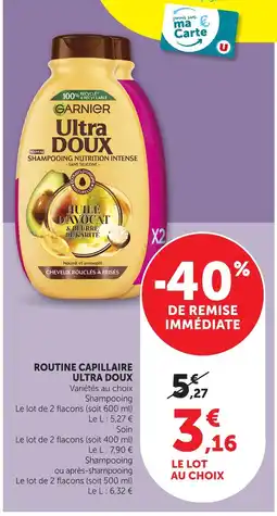 Hyper U Garnier routine capillaire ultra doux offre