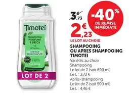 Hyper U Timotei shampooing ou apres shampooing offre