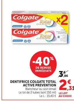 Hyper U Colgate dentifrice total active prevention offre