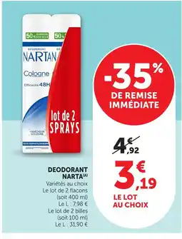 Hyper U Narta déodorant offre