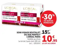 Hyper U L'oréal paris soin visage revitalift ou age perfect offre
