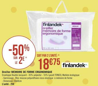 Géant Casino Finlandek oreiller memoire de forme ergonomique offre
