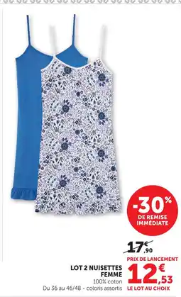 Hyper U Lot 2 nuisettes femme offre