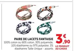 Hyper U Paire de lacets fantaisie offre