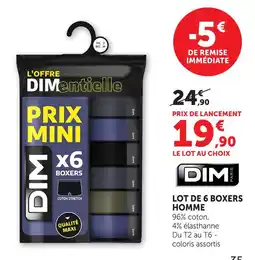 Hyper U Dim lot de 6 boxers homme offre