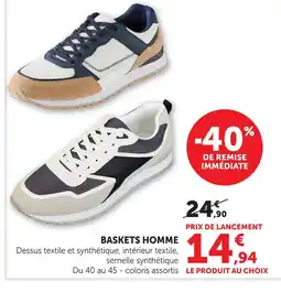 Hyper U Baskets homme offre