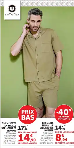 Hyper U U collection chemisette en maille structurée homme offre