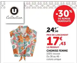 Hyper U U collection chemise femme offre