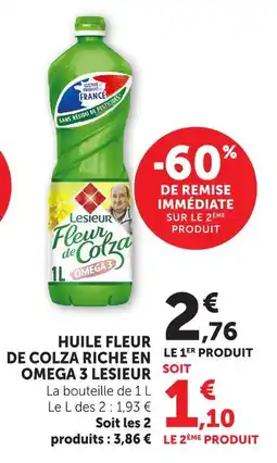 Hyper U Lesieur huile fleur de colza riche en omega 3 offre